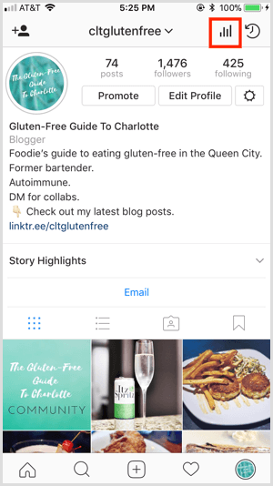 Akses Wawasan Instagram dari profil