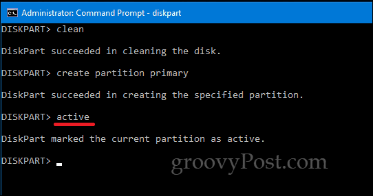 Baris perintah DiskPart Windows 10