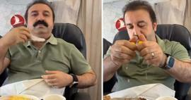 Reaksi dari Şırdancı Mehmet di pesawat! Dia mengeluarkan sirup dari dadanya di pesawat ...