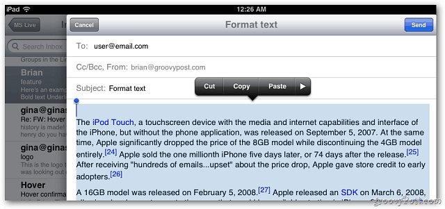 Apple iOS 5 Mail: Sekarang Termasuk Pemformatan Teks dalam Pesan