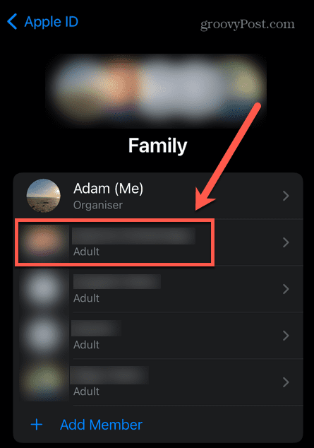 iphone pilih anggota keluarga