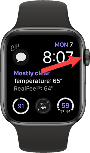 Tekan mahkota digital di Apple Watch Anda