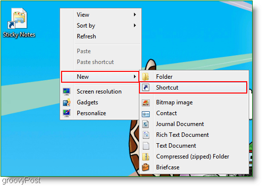 Windows 7 Buat Pintasan Baru: Screenshot