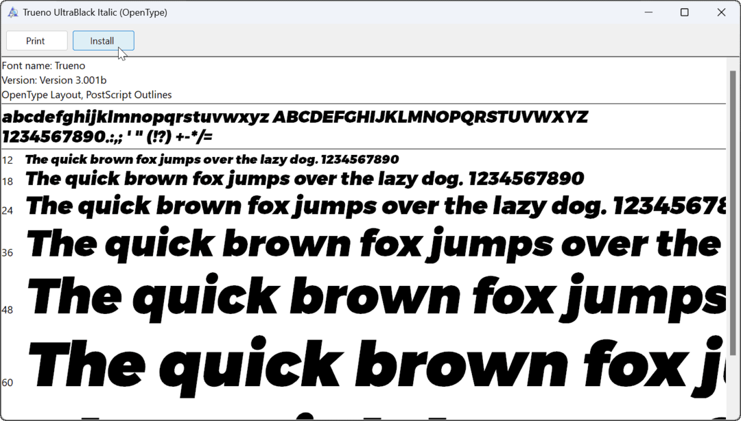 instal atau hapus instalan font di windows 11