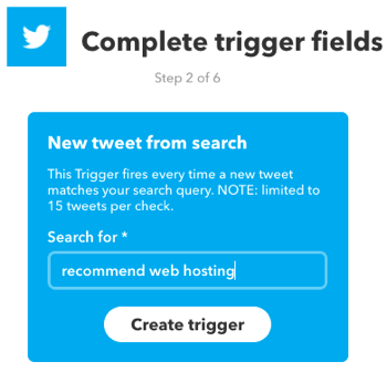 Buat applet IFTTT yang dipicu oleh pencarian Twitter.