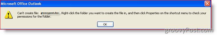 Kesalahan Outlook: Tidak dapat membuat file:: groovyPost.com