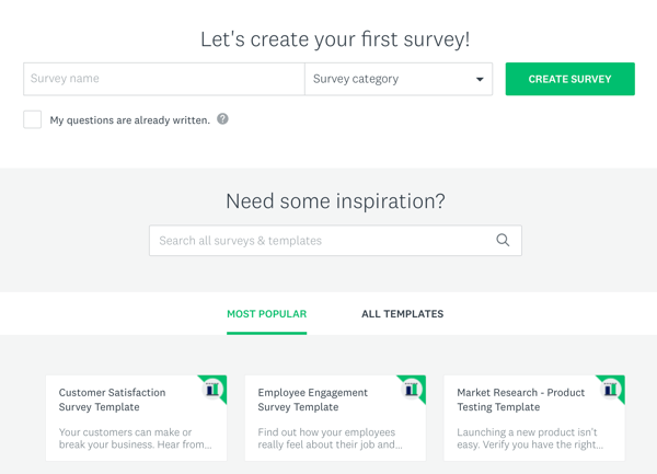 Teknik iklan Facebook yang memberikan hasil, pilihan untuk membuat survei Survey Monkey. 