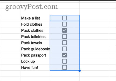 sel yang dipilih google sheet