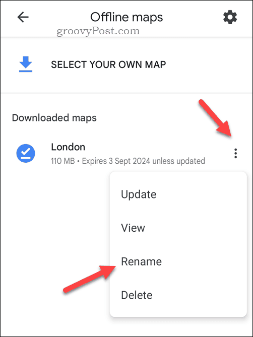 Ganti nama peta Google Maps offline