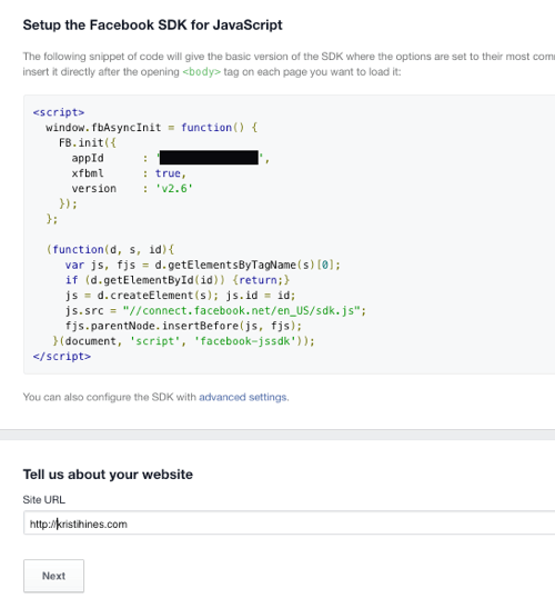 tambahkan kode aplikasi facebook ke situs web