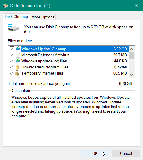 bersihkan file sistem pembersihan disk windows 10