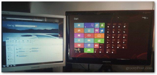 windows 8 dual monitor setup metro desktop kombinasi pengaturan gambar multitask