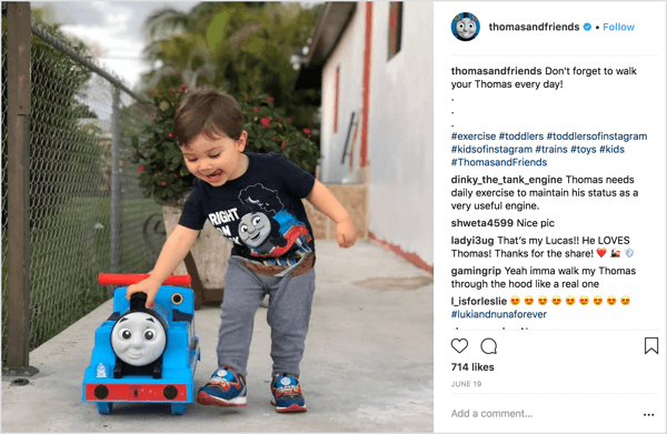 Thomas & Friends membagikan foto yang dikirimkan oleh orang tua dari anak-anak yang menggunakan merchandise merek.