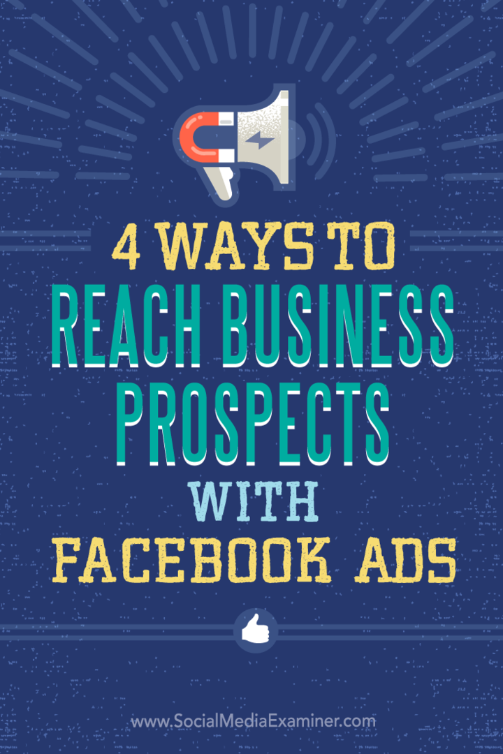 Tips empat cara menargetkan bisnis dengan iklan Facebook.