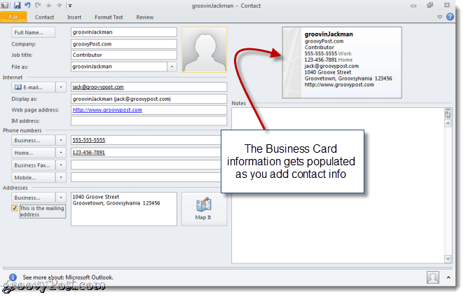 Buat vCard di Outlook 2010