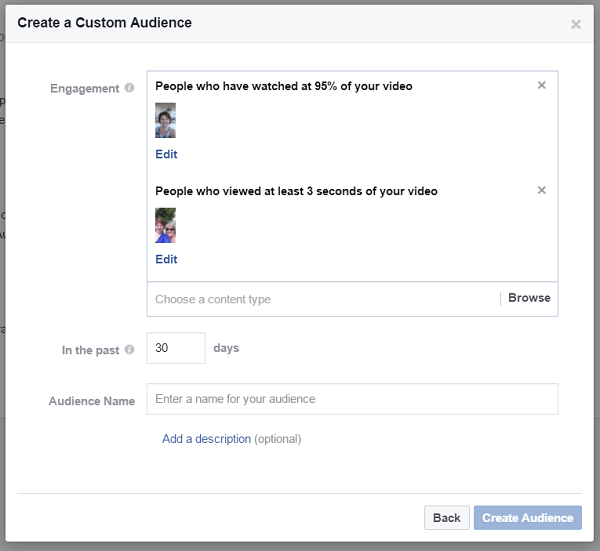Buat audiens khusus dari orang-orang yang menonton berbagai video di halaman bisnis Facebook Anda.