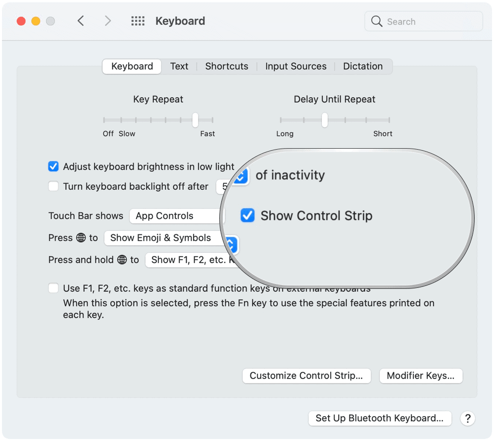 Tampilkan Control Strip