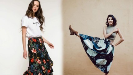 Preferensi Aybüke Pusat untuk model rok pola bunga musim gugur 2019