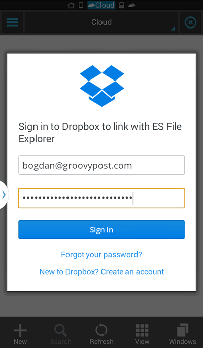 Masuk Dropbox ES File Explorer