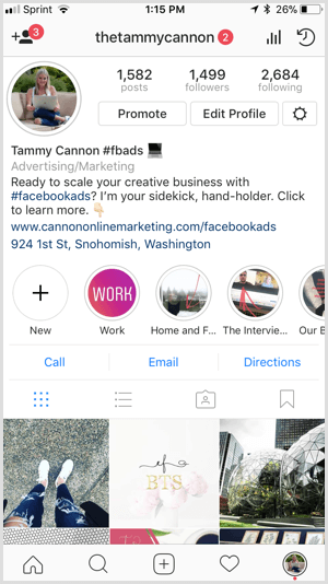 Sorotan Instagram dengan sampul bermerek.