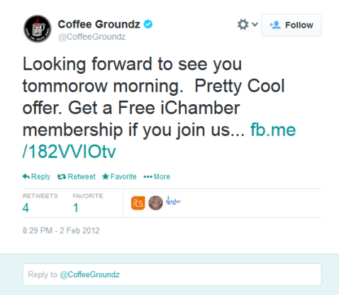 tweet coffee groundz