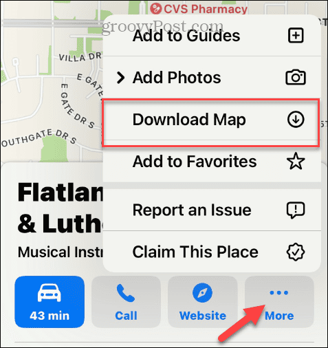 Unduh opsi Apple Map dari menu lainnya