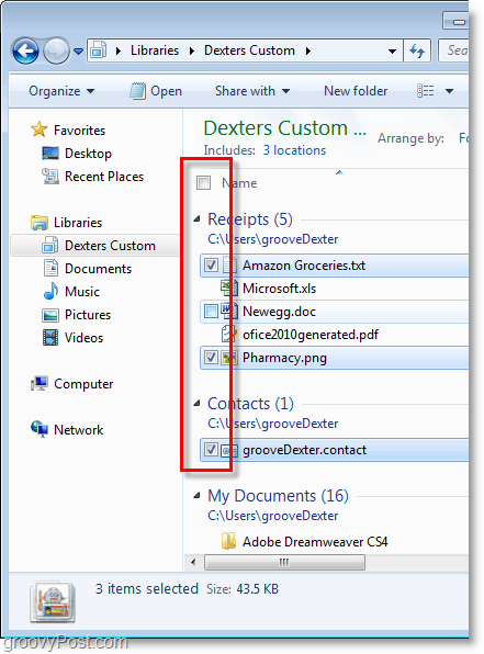 Cara Memilih File dan Folder di Windows 7 dengan Kotak Centang