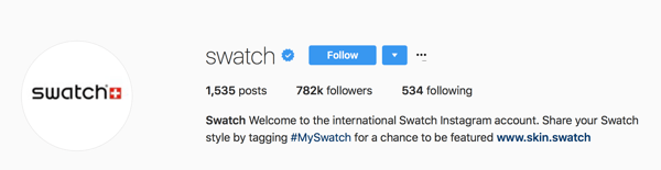 Swatch meminta pengguna untuk menandai posting mereka dengan #MySwatch untuk kesempatan ditampilkan di akun Instagram mereka.
