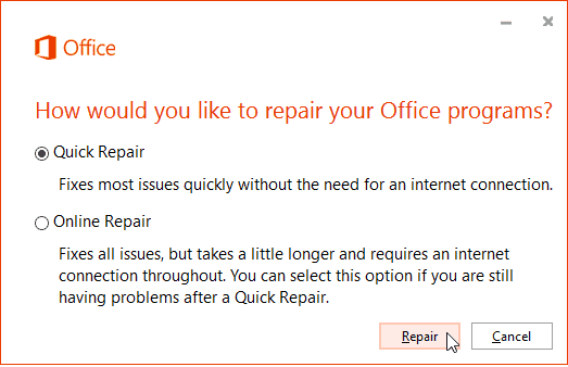 Perbaikan Online Office 365