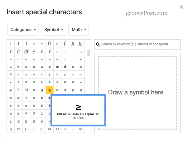 Google Slide memilih simbol
