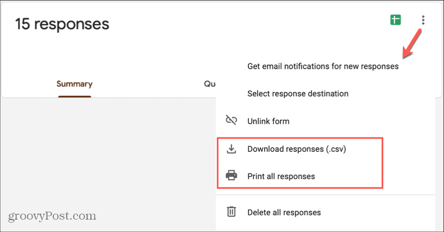 Google Forms Responses Print Download