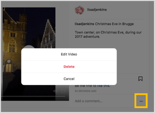 Ketuk tombol 3-titik dan pilih Edit Video dari menu pop-up.