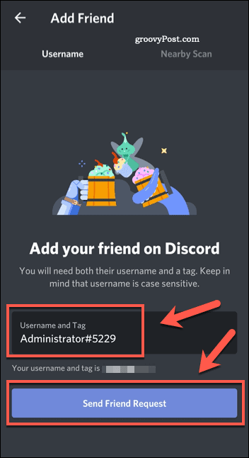 Menambahkan teman di aplikasi seluler Discord