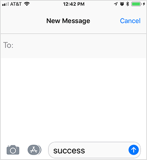 Ini adalah tangkapan layar dari pesan teks berikutnya. Pengguna telah mengetik kata kunci "berhasil" untuk memicu tanggapan dari saluran penjualan otomatis. Oli Billson menggunakan taktik ini dalam kerangka saluran teleponnya.