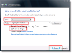 Memetakan drive jaringan di Windows Vista dan Server 2008 dari Windows Explorer