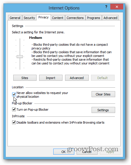 Privasi IE 10 Win8 Desktop