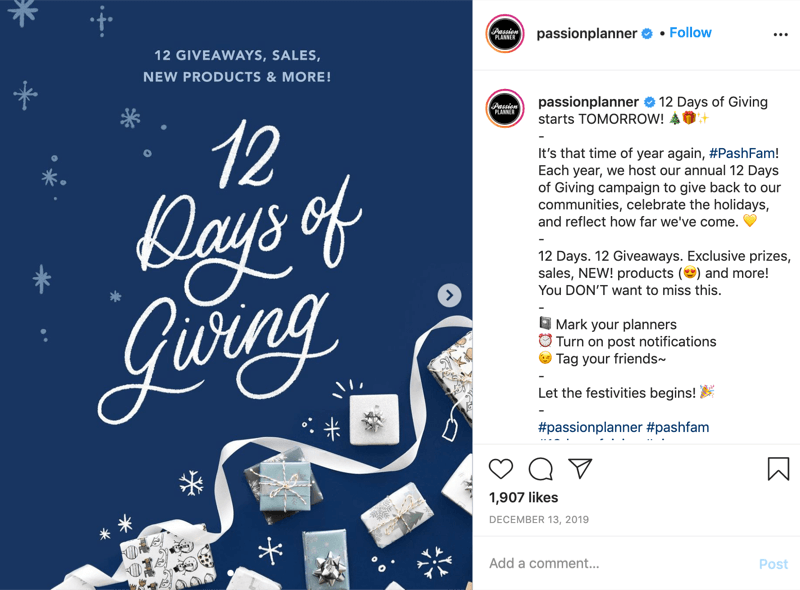contoh kontes giveaway instagram selama 12 hari pemberian dari @passionplanner mengumumkan bahwa giveaway akan dimulai pada hari berikutnya