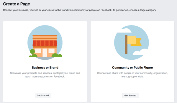 Langkah 1 untuk membuat halaman bisnis Facebook Anda.