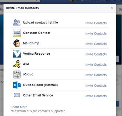 fitur impor kontak email halaman facebook