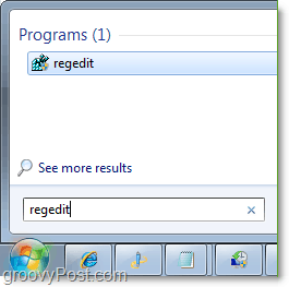 akses regedit di windows 7 dari menu mulai