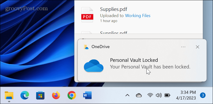 Waktu Penguncian Vault Pribadi OneDrive