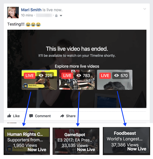 Facebook tampaknya sedang bereksperimen dengan fitur baru yang menyarankan video langsung terkait setelah siaran berakhir.