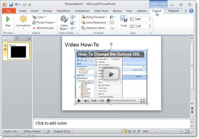 sebuah video di PowerPoint 2010 dari youtube