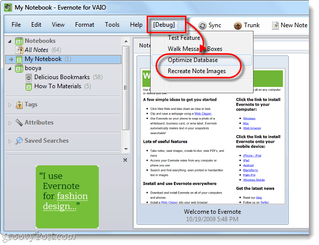 mengoptimalkan basis data evernote