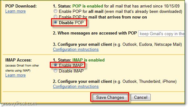Hubungkan Gmail ke Outlook 2010 Menggunakan IMAP
