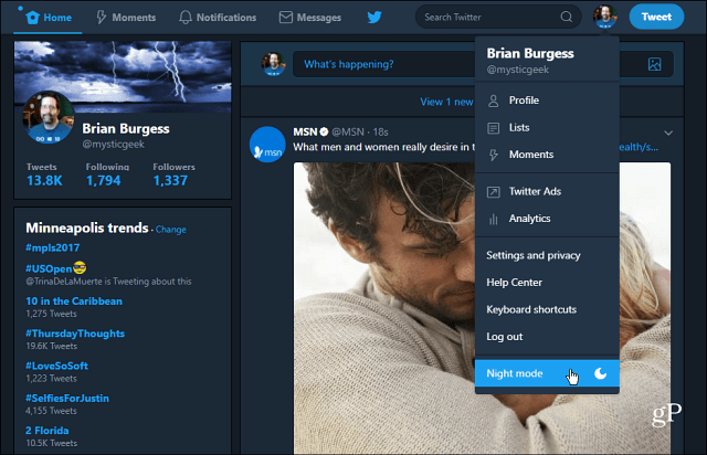 Cara Mengaktifkan ‘Mode Malam’ di Aplikasi Web Desktop Twitter