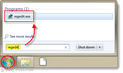 luncurkan registry editor di windows 7 atau vista