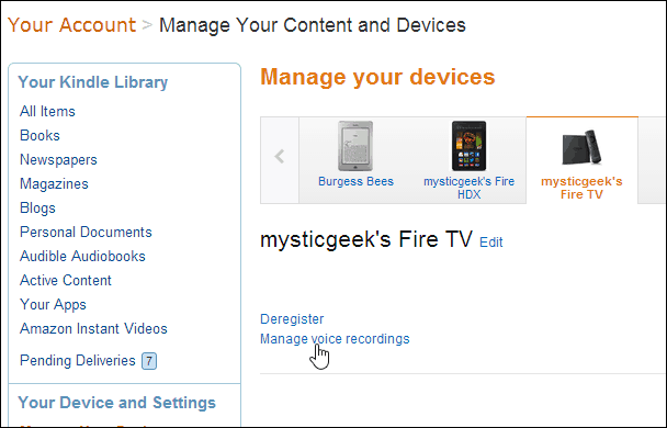 Hapus Rekaman Suara Remote Amazon Fire TV
