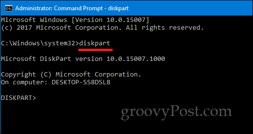 Baris perintah DiskPart Windows 10