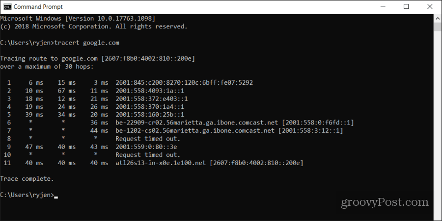 contoh tracert